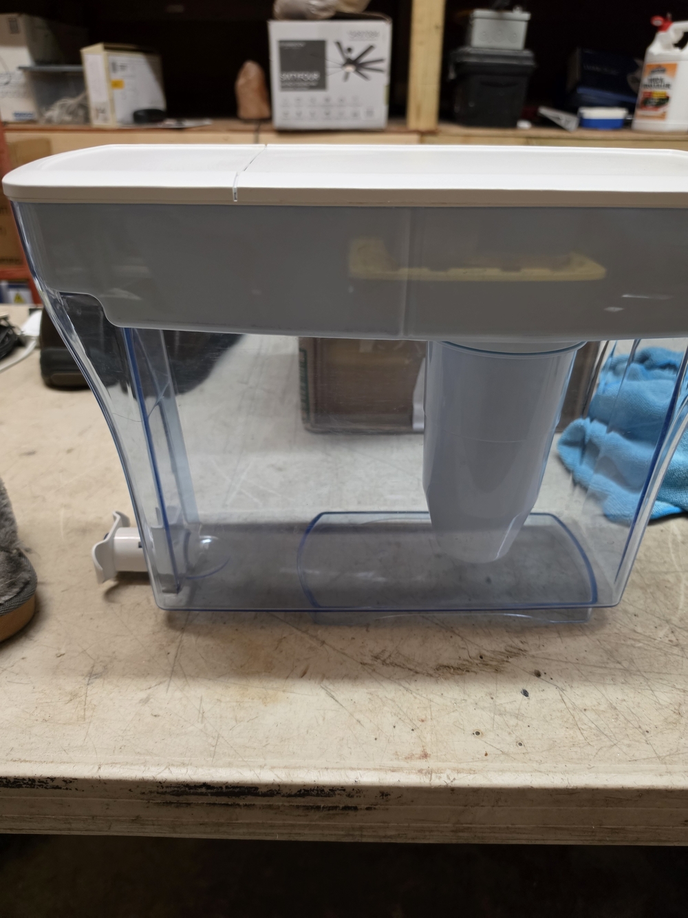 Clear and White Water Filter Pitcher with Spigot